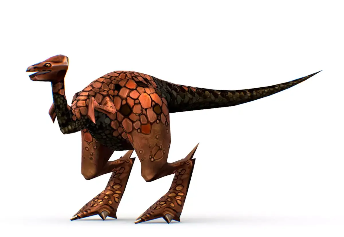 Low Poly Cartoon Creature Dino Red Tava Low-poly 3D model
