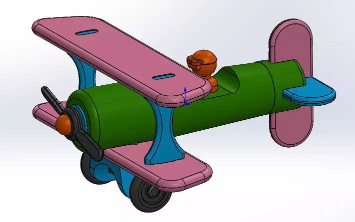 kid toy airplane with a pilot from parts for 3D printing 3D print model