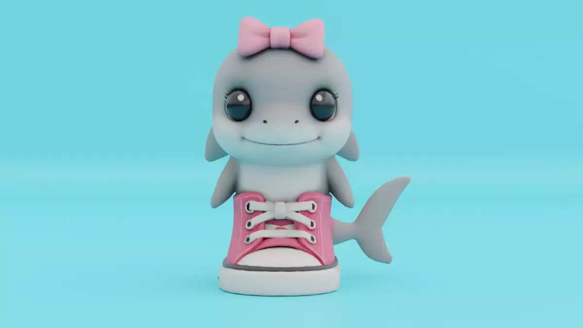 Baby Tralalero Tralala Girl Pink Italian brainrot Character Low-poly 3D model