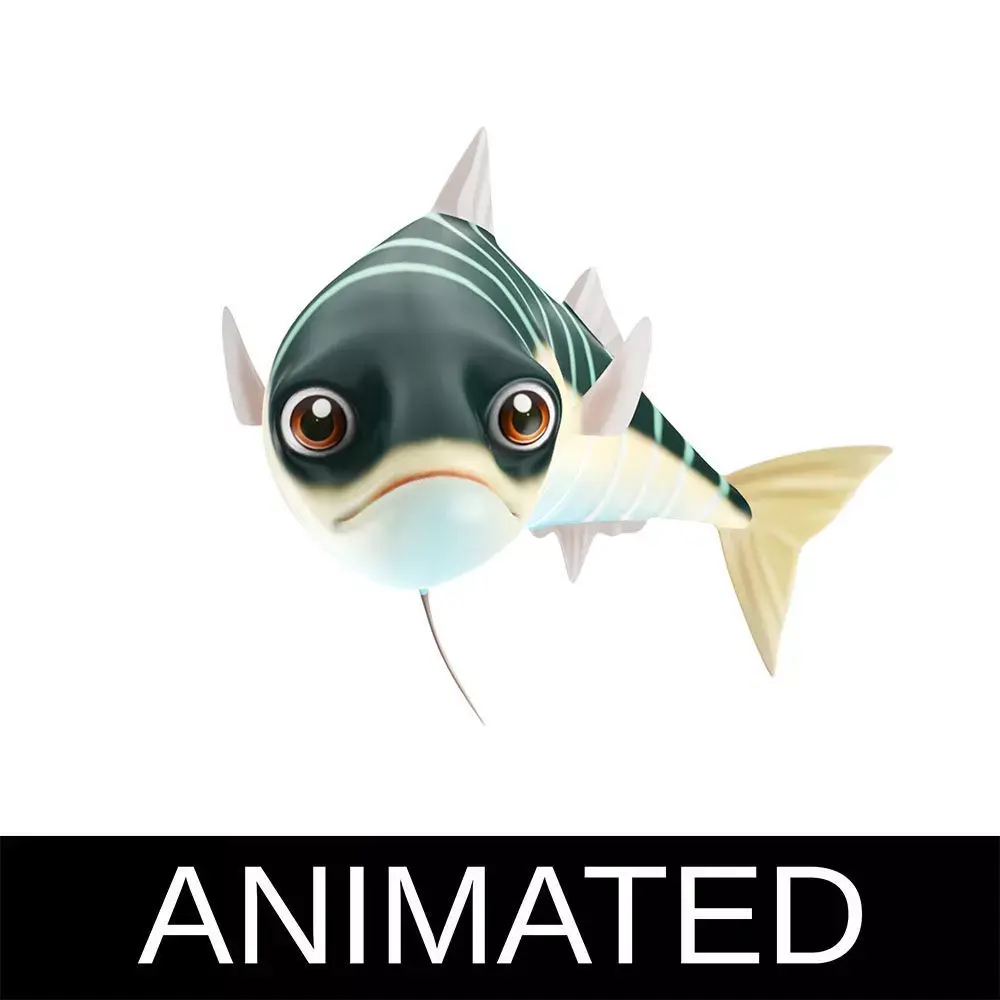 Blue Mackerel Animated Fish Low-poly 3D model