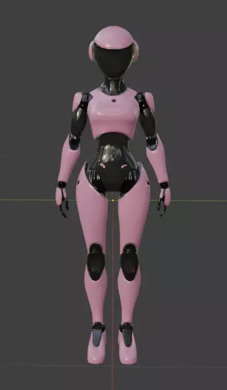 pink android female robot black face cover sleek friendly look Low-poly 3D model