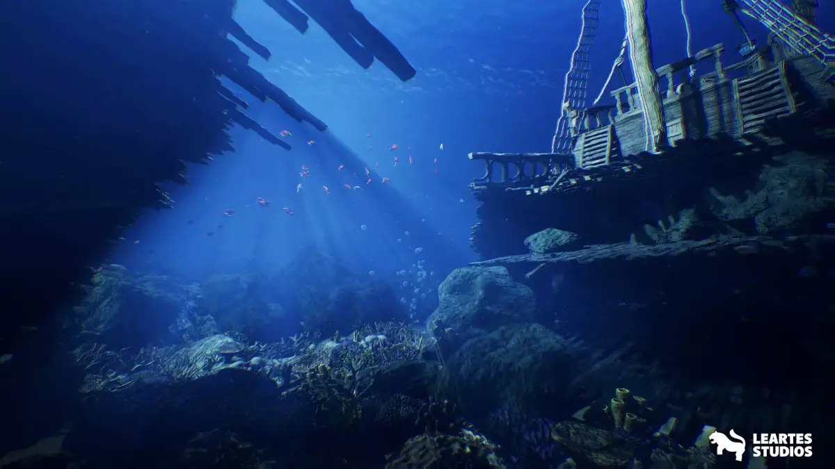 Underwater Sunken Ship Environment Low-poly 3D model