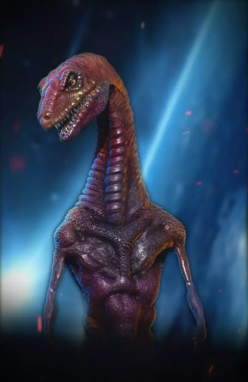 Dinolien alien creature with head 3D model
