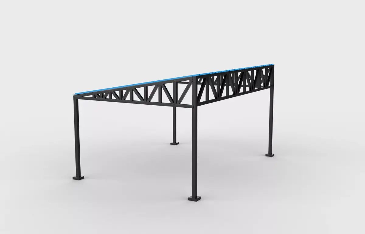steel frame carport 03 3D model