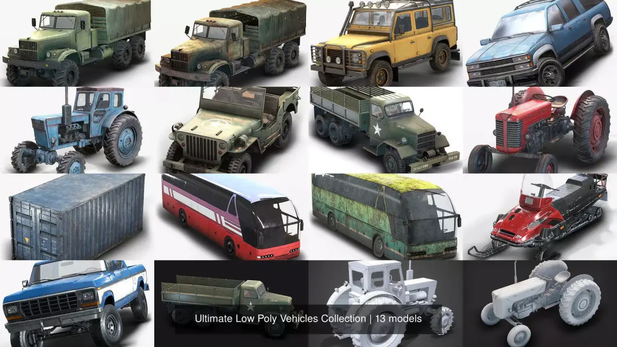Ultimate Low Poly Vehicles Collection 3D Model Pack