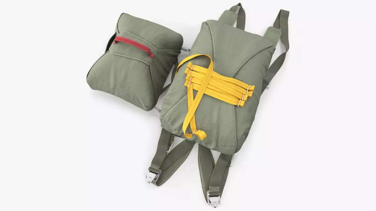 Military Parachute Backpack Folded 3D model