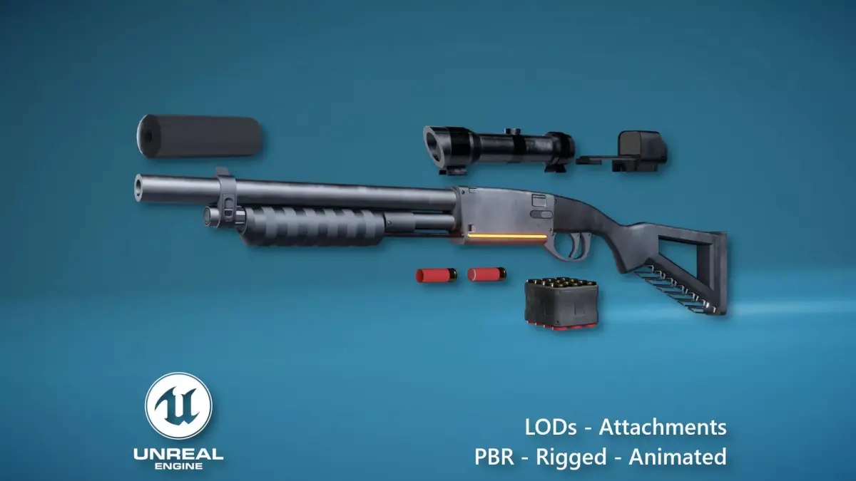 Futuristic Shotgun Low-poly 3D model buy