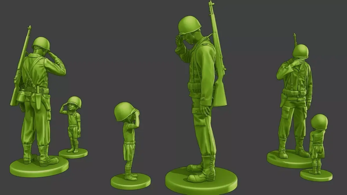 American soldier ww2 Attention LB A15 3D print model