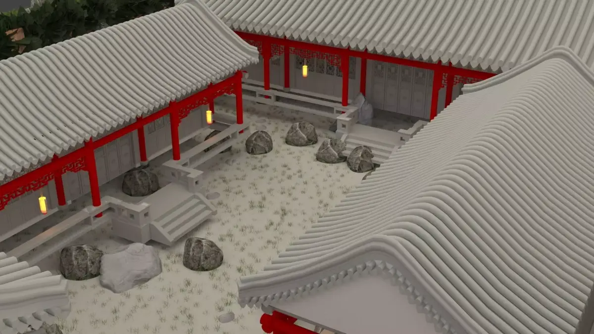 Chinese ancient courtyard house  3D model buy