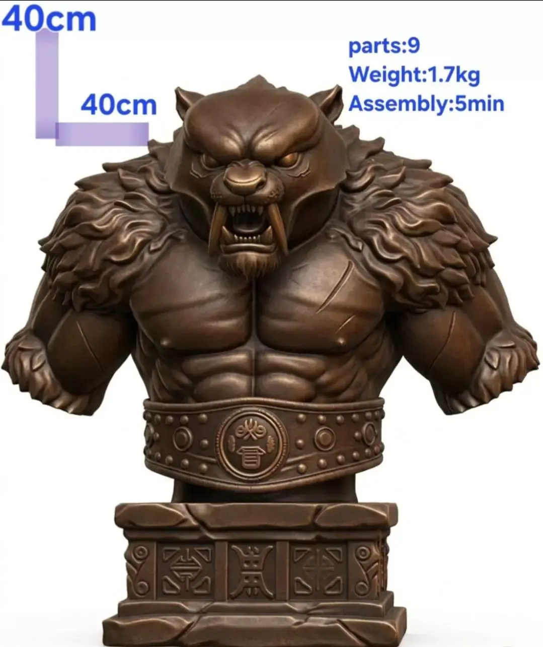 Tiger Tai lung Warrior Bust 9 Part Easy Assembly Kit 3D print model