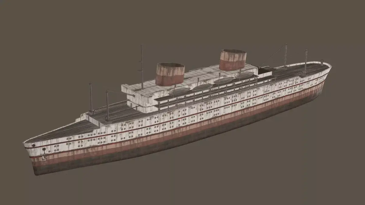 Old Rusted Steam Ship Low Poly 3D Model Low-poly 3D model