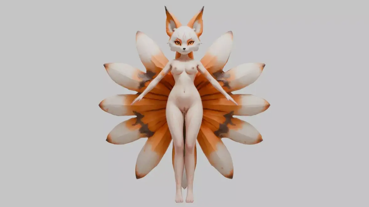 Sexy Busty Kitsune Low-poly 3D model