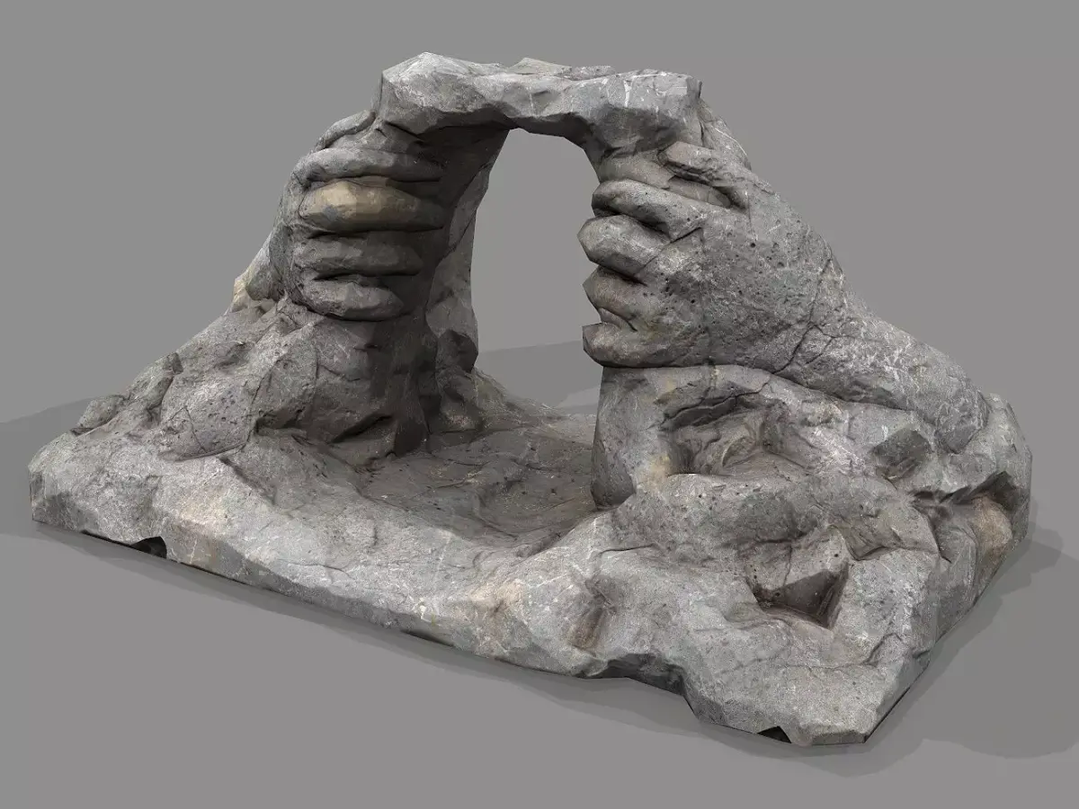 Cave Entrance cliff rock 02 Low-poly 3D model
