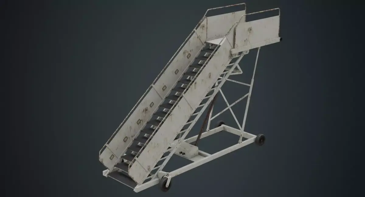 Airplane Stairs 1B Low-poly 3D model