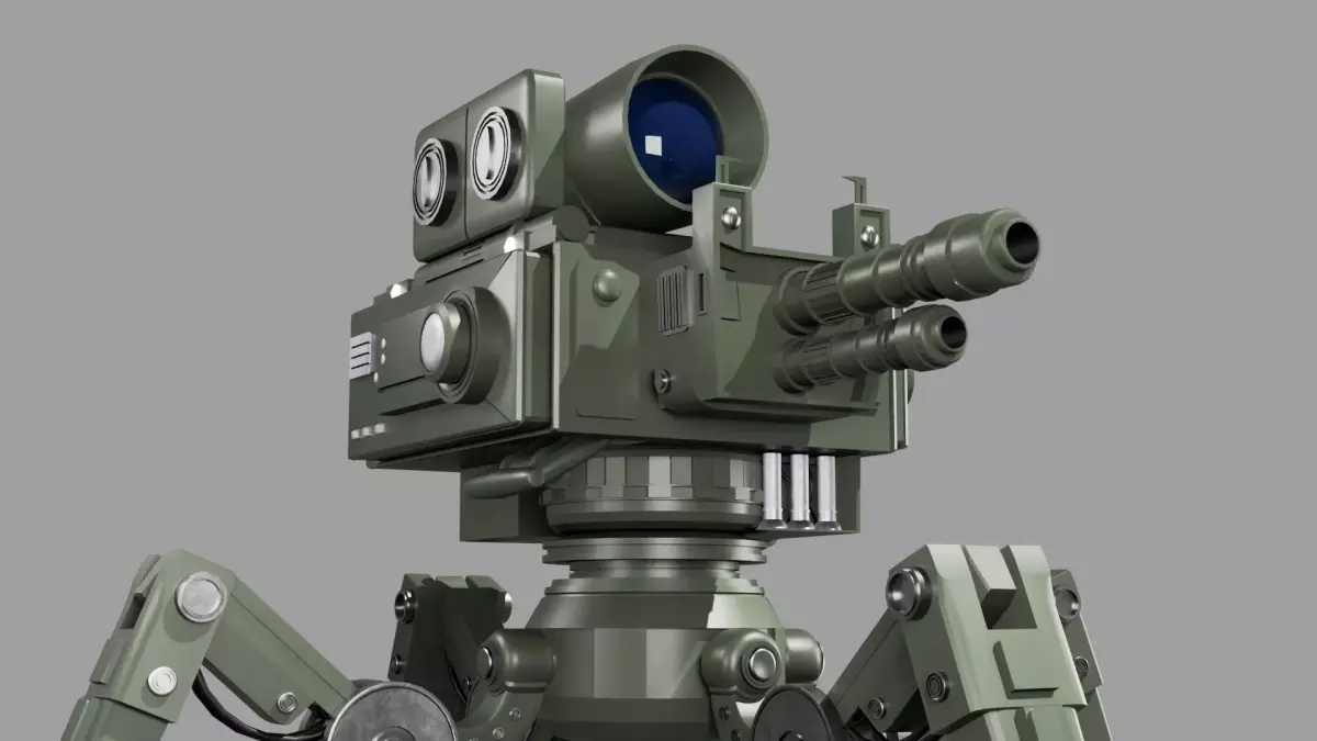 Quad-Leg Military Turret 3D model