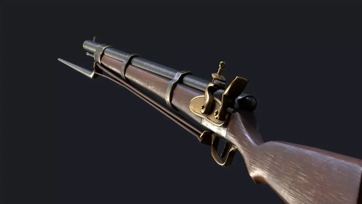 Musket flintlock rifle Low-poly 3D model purchase