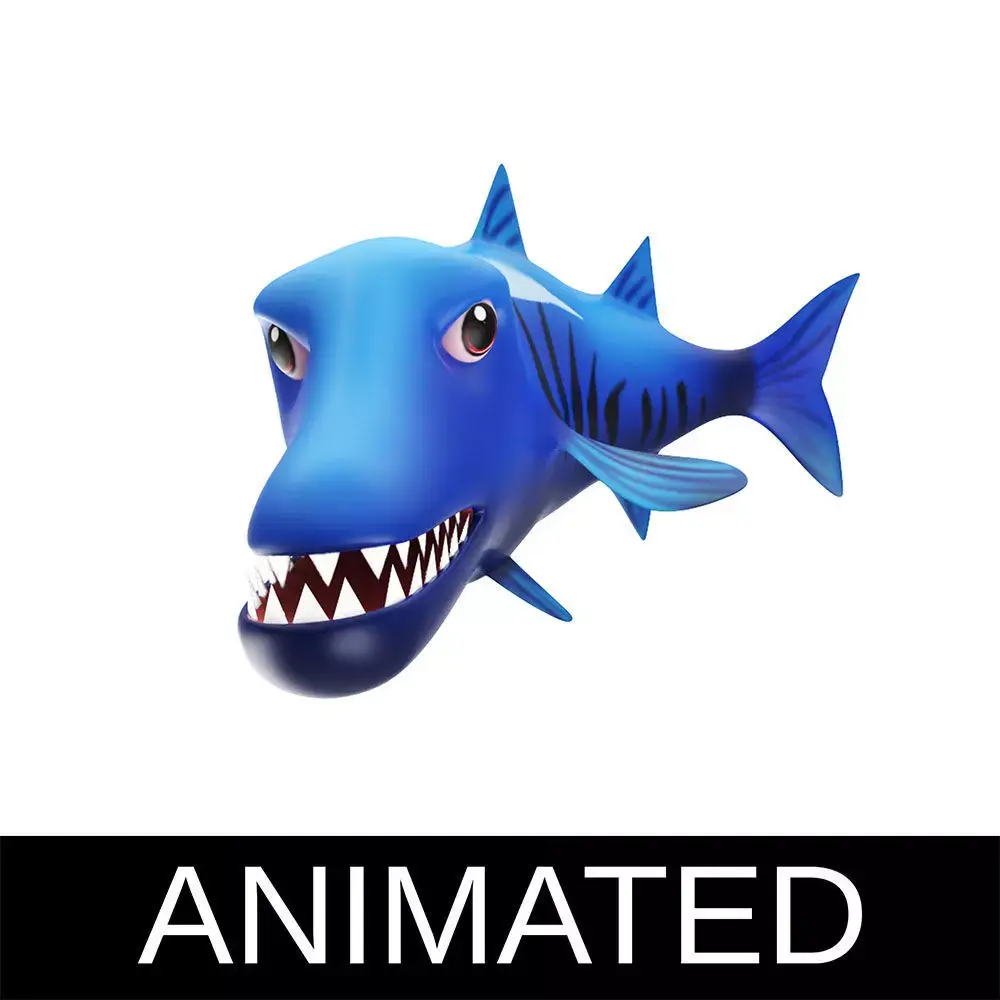 Giant Barracuda Animated Fish Low-poly 3D model