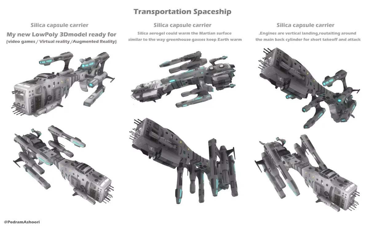 Transportation Spaceship Low-poly 3D model
