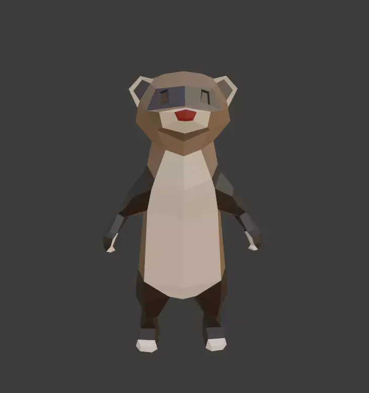 Low Poly Ferret in polygons Low-poly 3D model