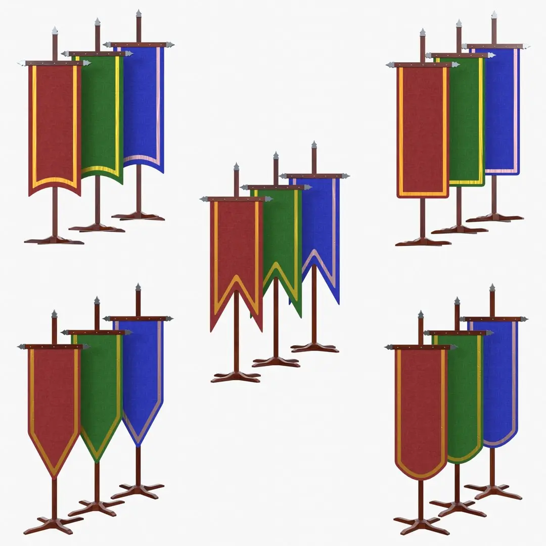 Medieval Banners with Stand 3D model
