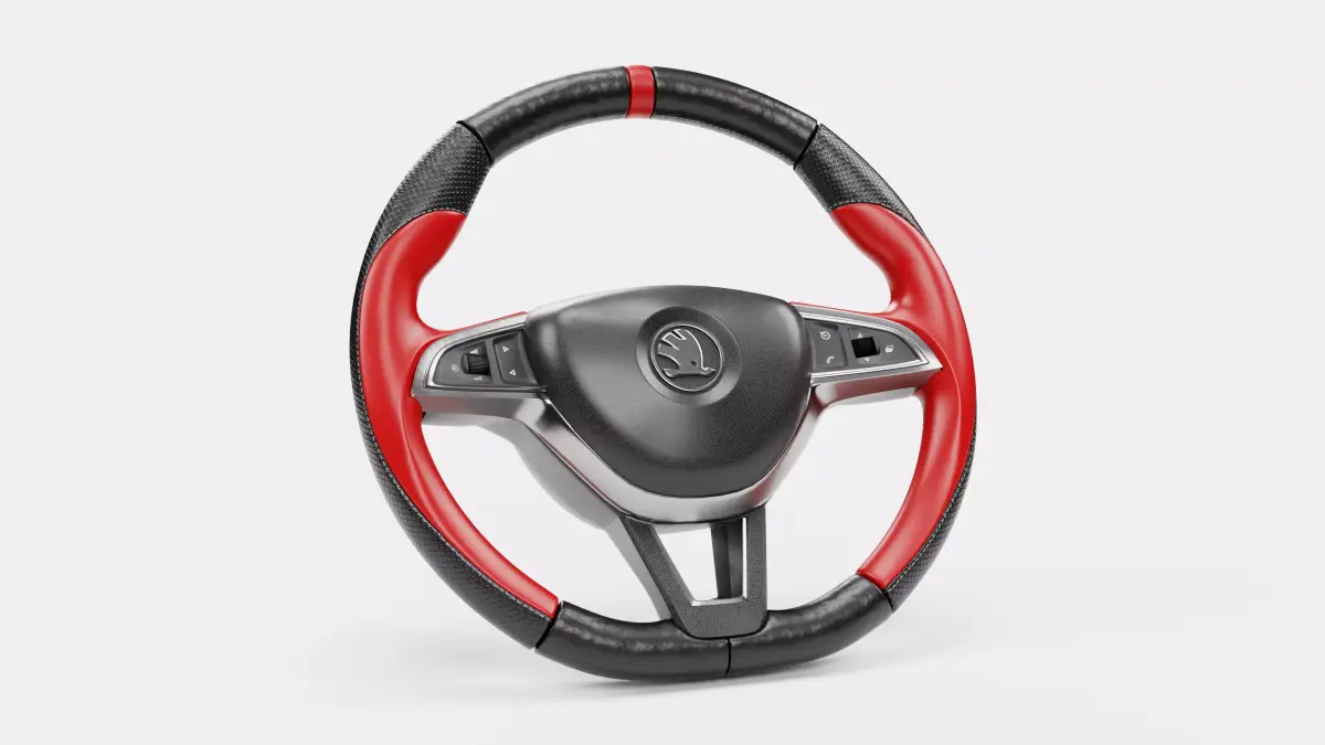 Red Cover Steering Wheel 3D model