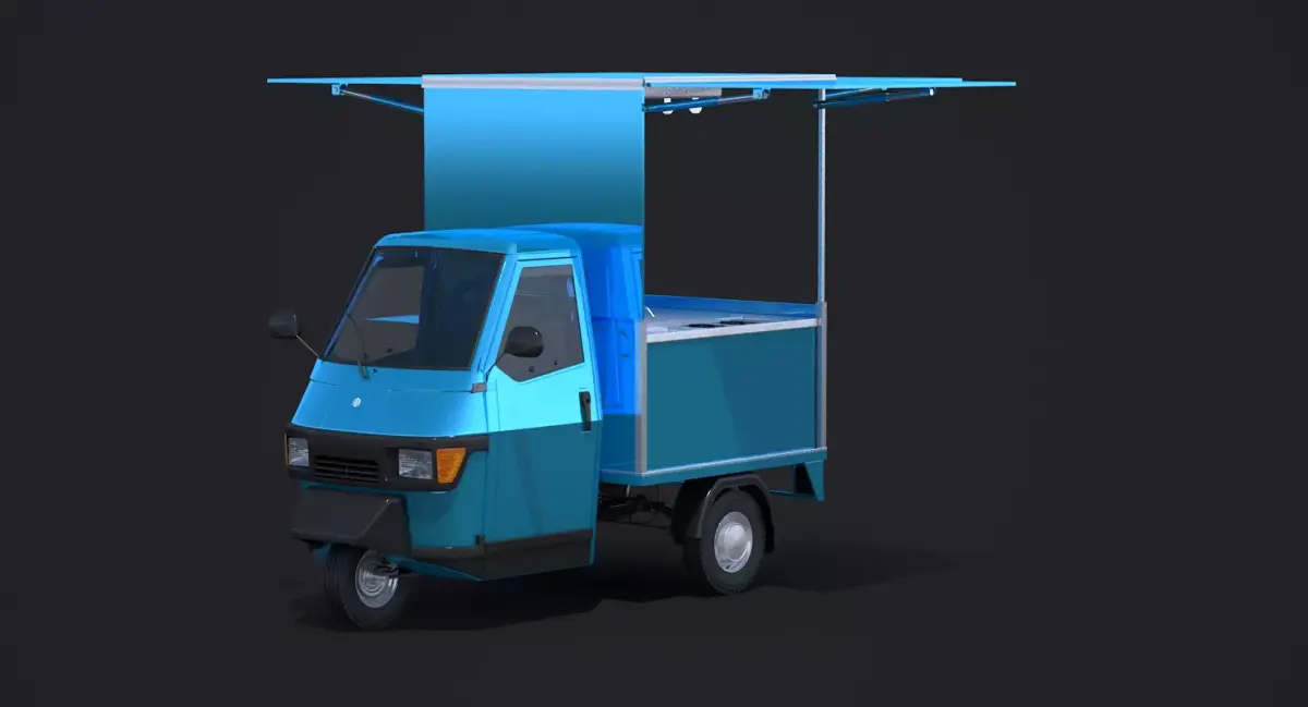 Piaggio Ape 50 Food Cart 3D model