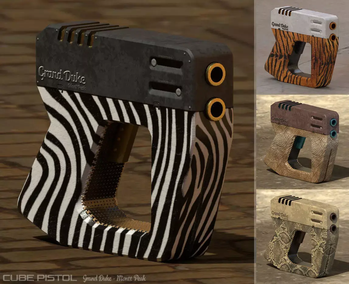 Cube Pistol Free low-poly 3D model