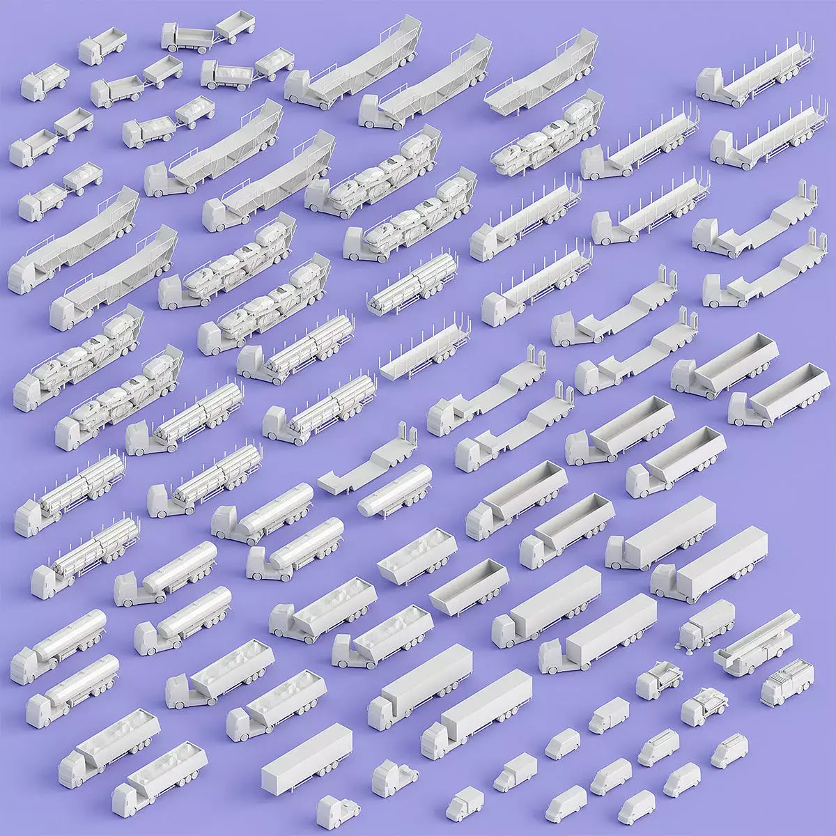 Paper Trucks Low-poly 3D model
