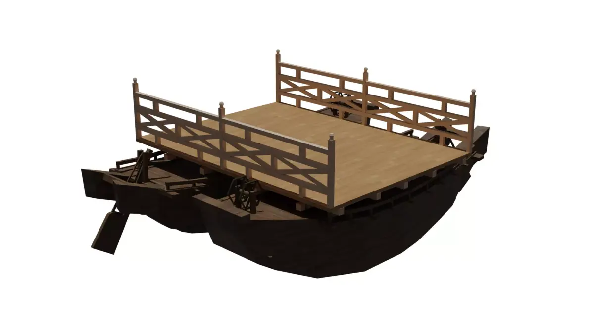 Bridge made of boats in Korea and Joseon Dynasty Low-poly 3D model