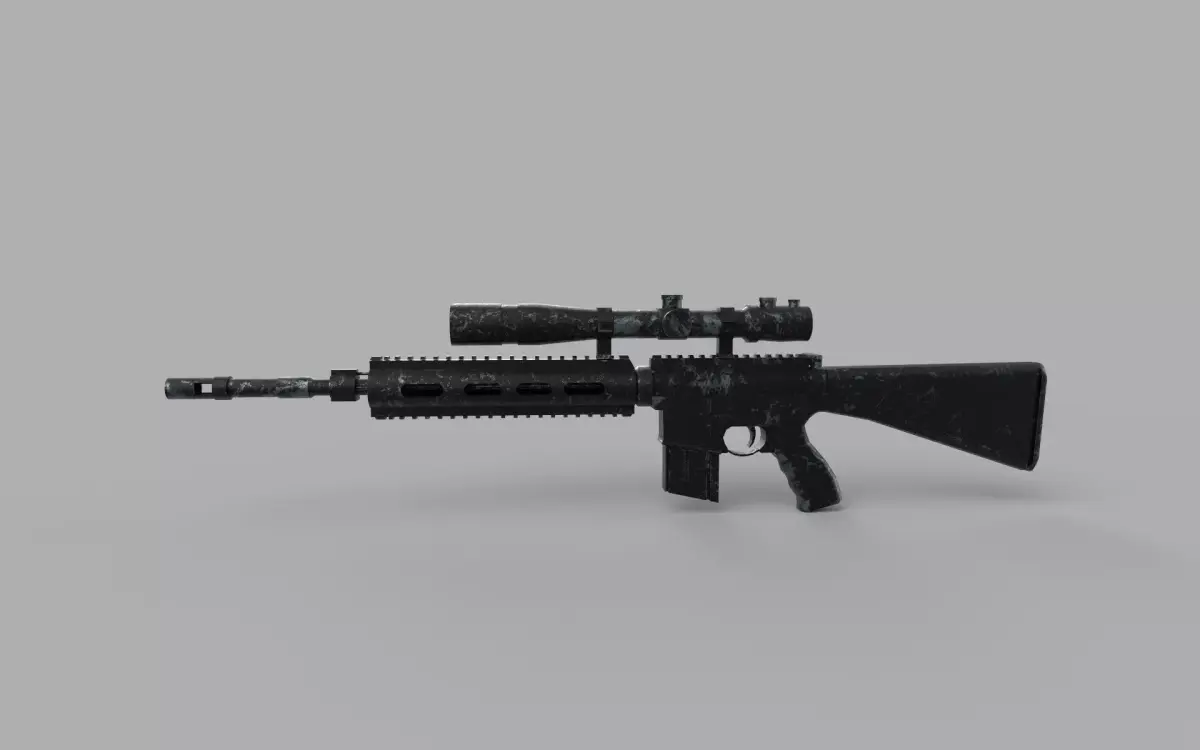 Assault rifle Low-poly 3D model 2