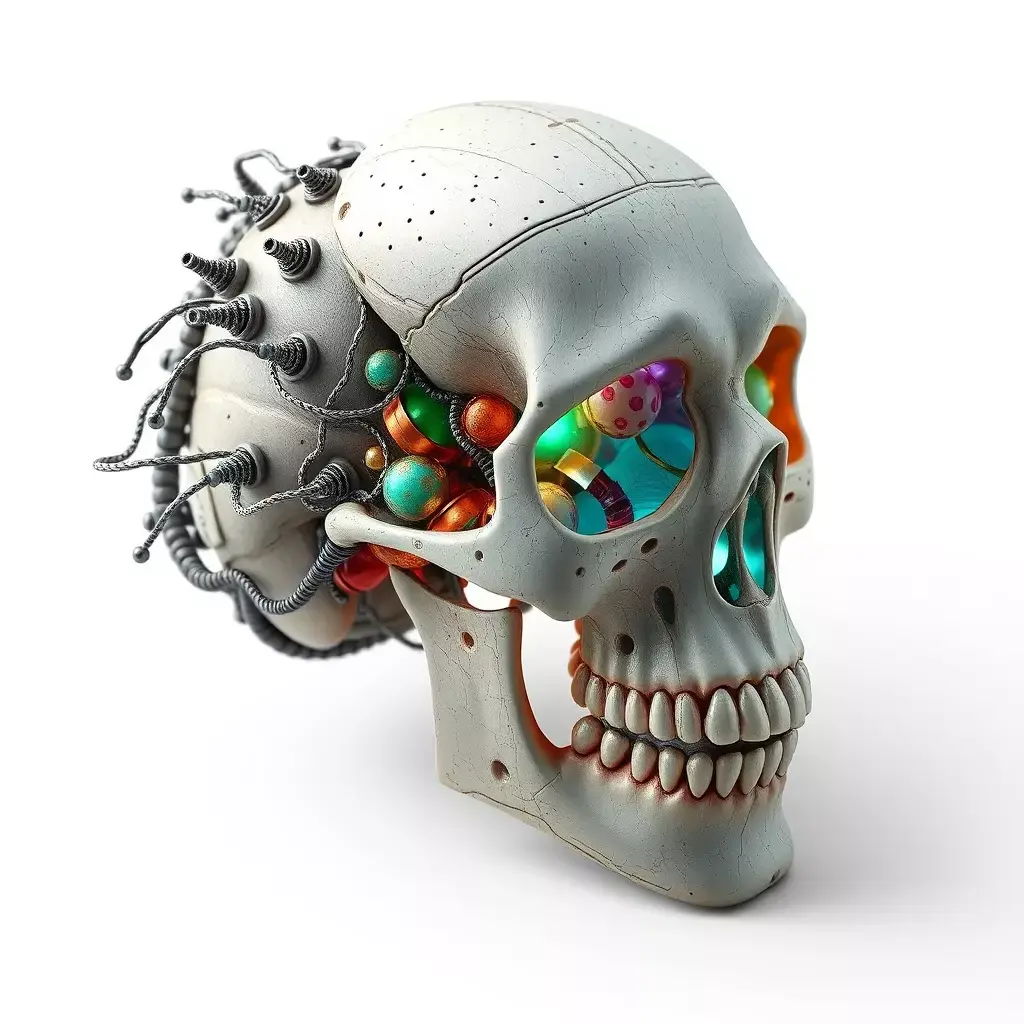 Cybernetic SciFi Skull Concept Low-poly 3D model