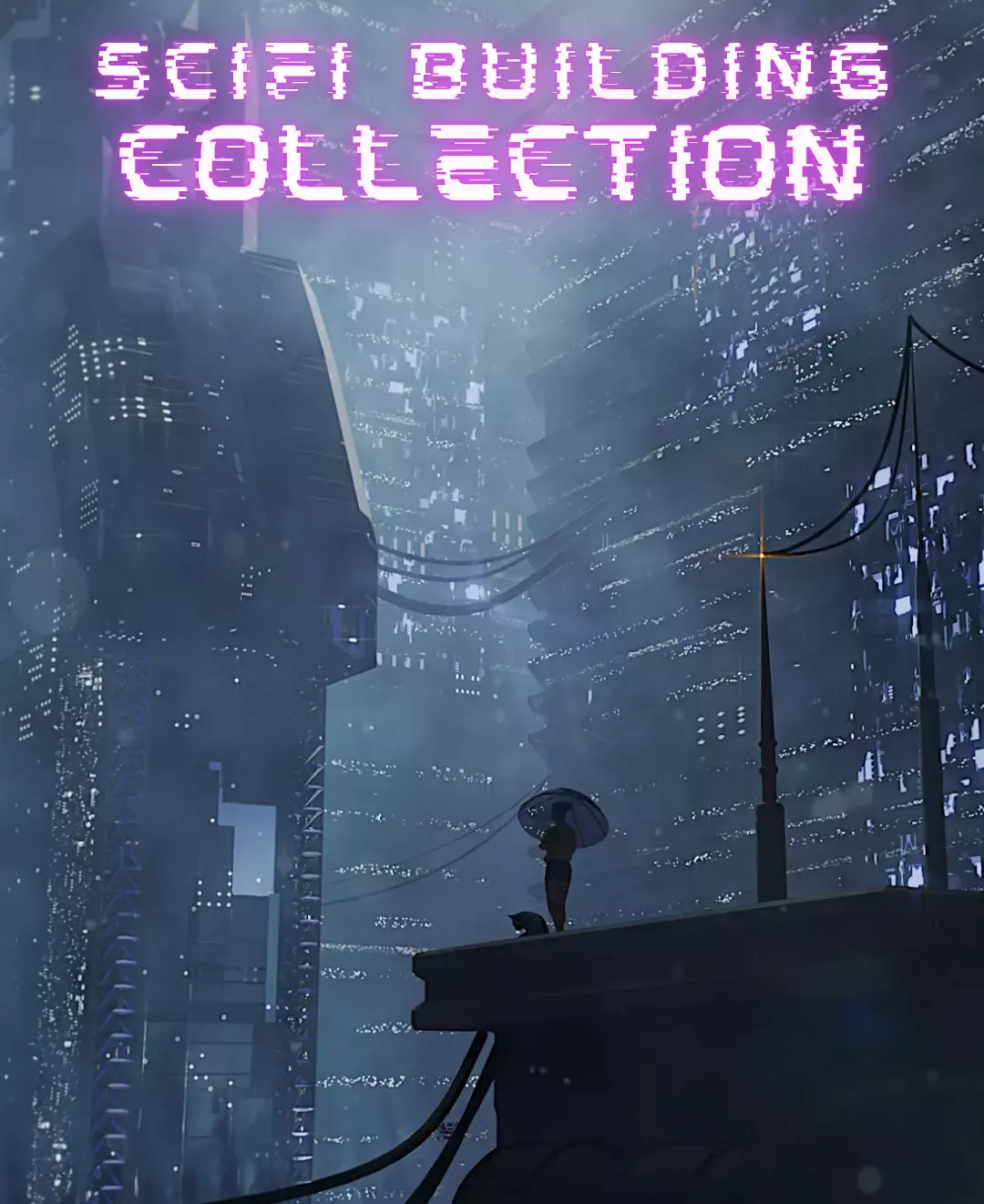Cyberpunk Scifi Building collection  Low-poly 3D model