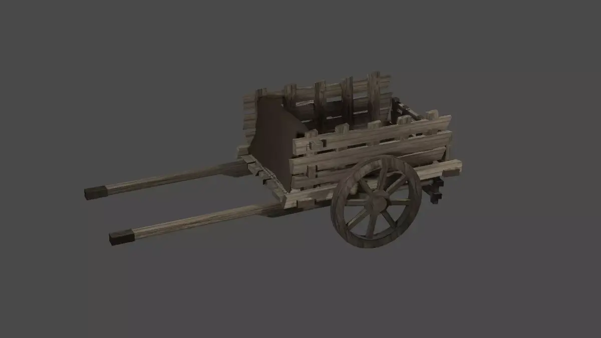 Medieval Wagon Hand Cart - low poly realistic Low-poly 3D model