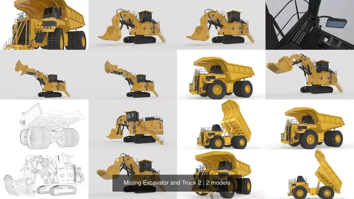 Mining Excavator and Truck 2 3D Model Pack