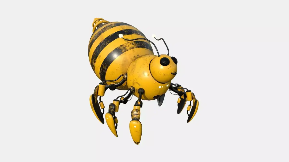 Cute Robot E01 Bee Color - SciFi Character Design Low-poly 3D model