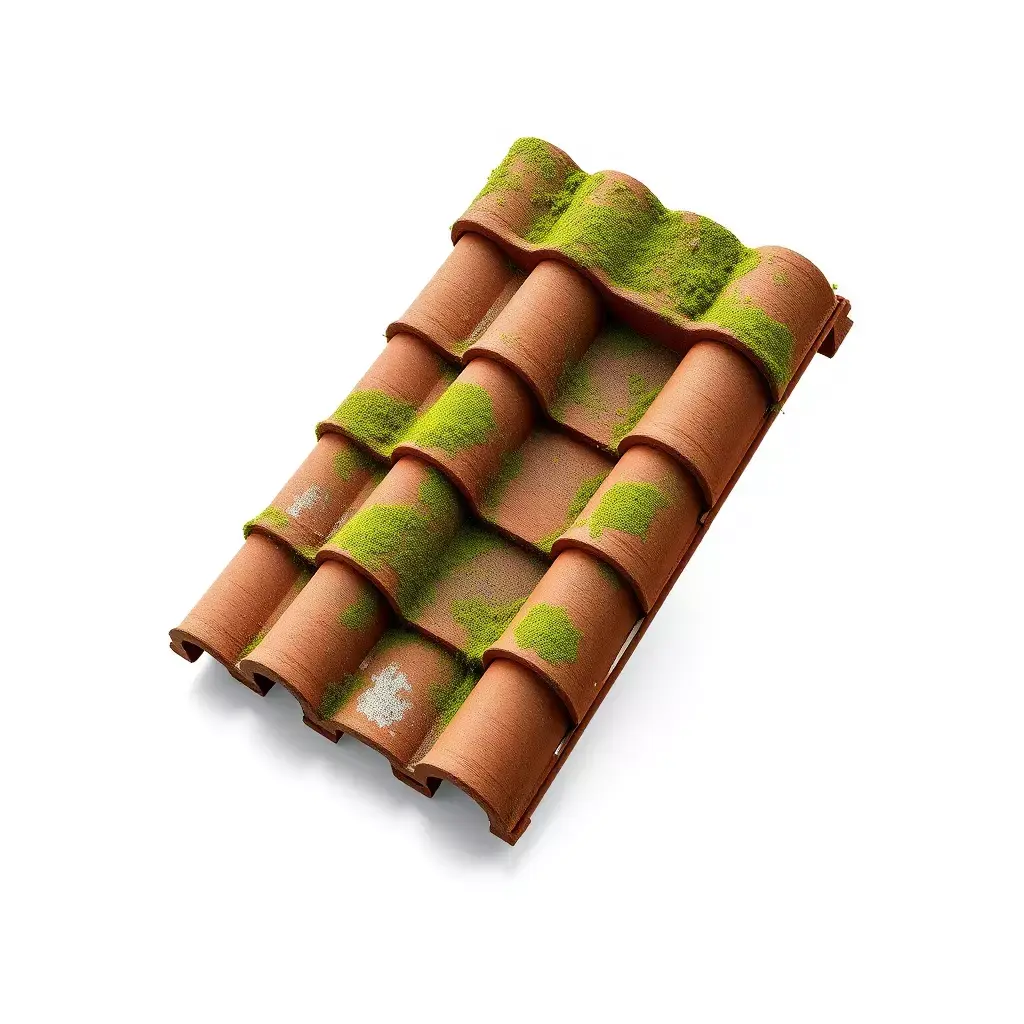 Mossy Terracotta Roof Tiles Low-poly 3D model
