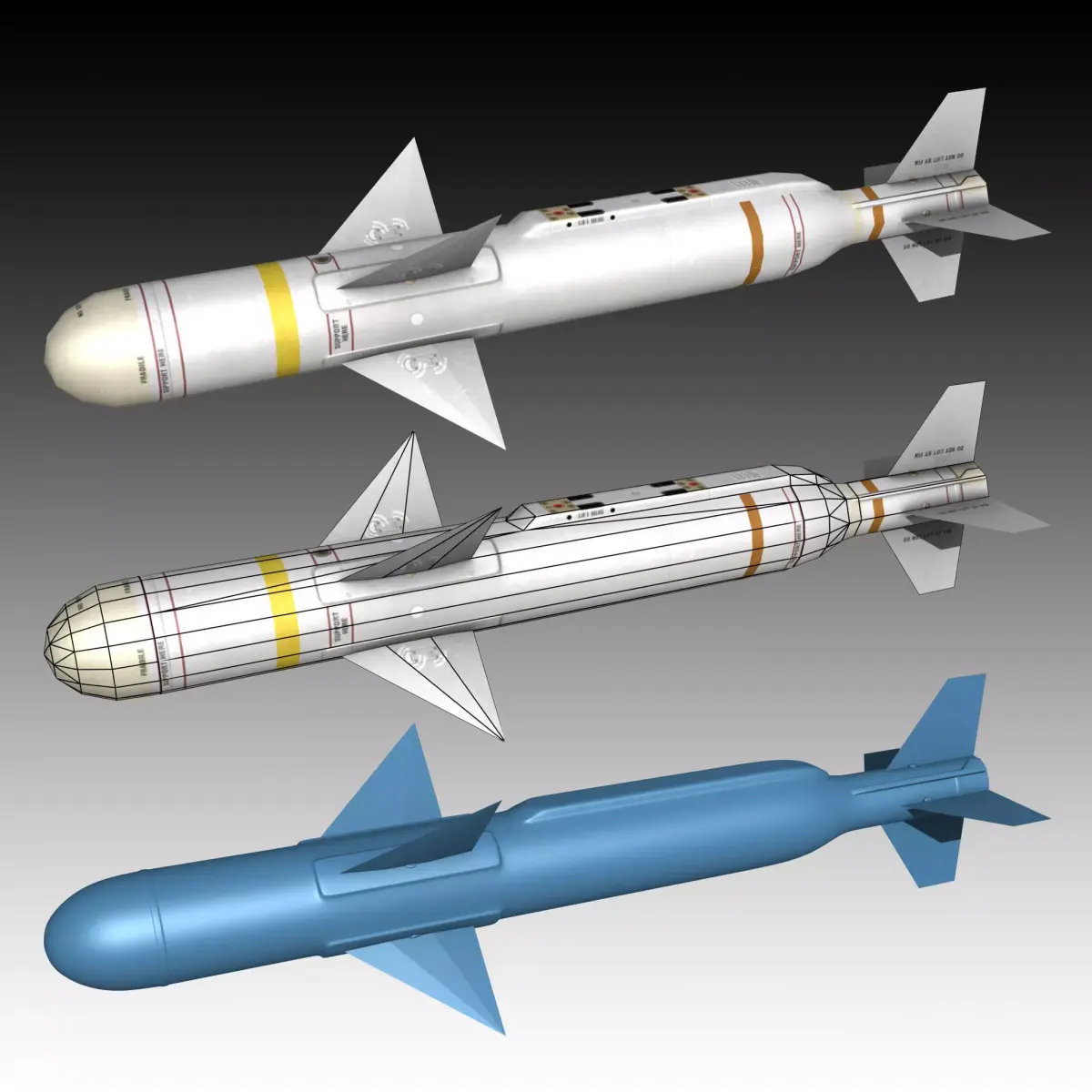 Sea Skua Anti-Ship Missile Low-poly 3D model