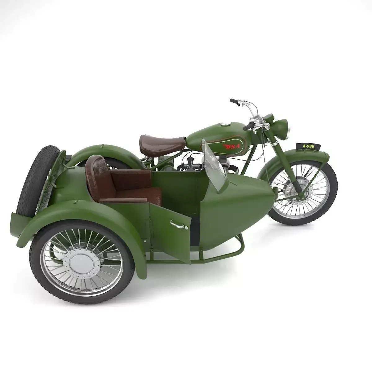 BSA Motorbike with sidecar 3D model