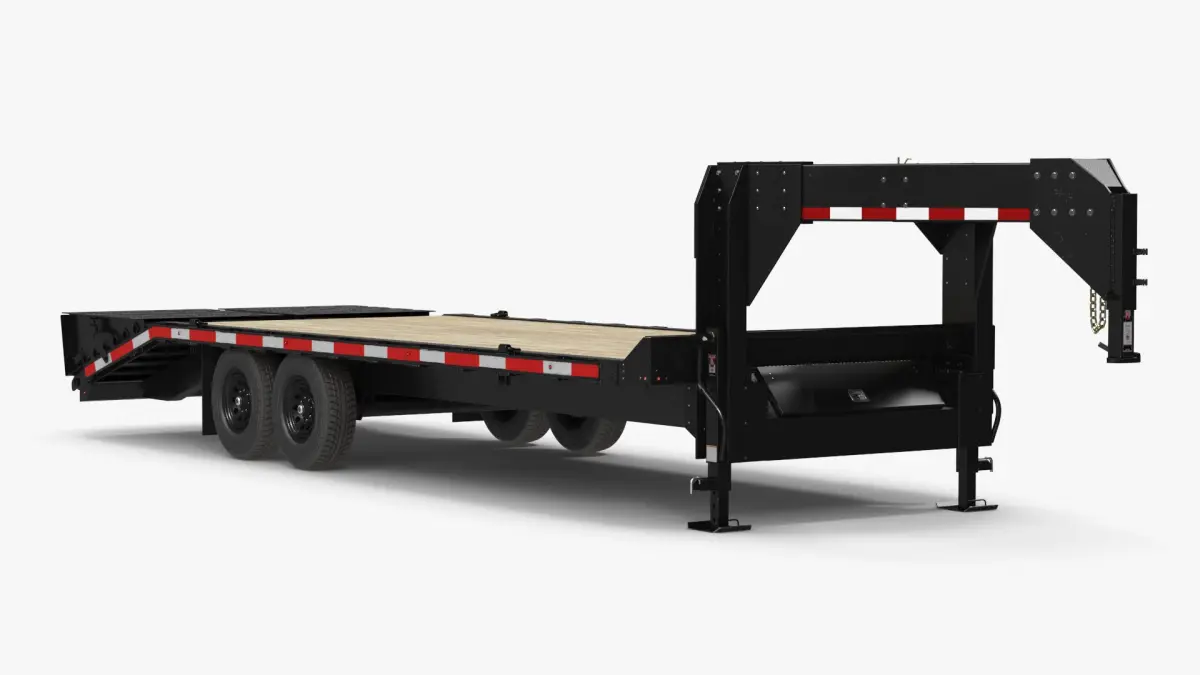 Flat Bed Gooseneck Pickup Trailer 3D model