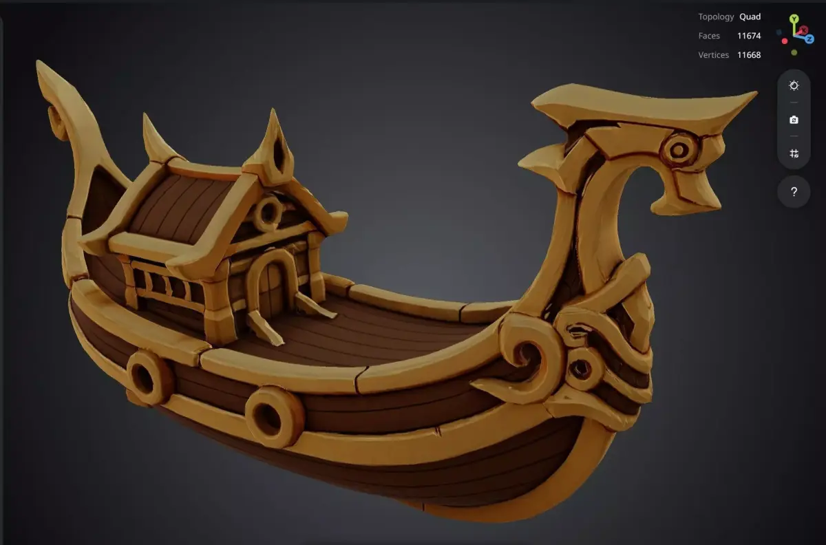 Golden Boat 3D model
