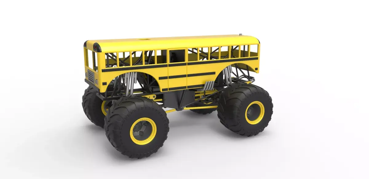 School bus Monster truck Scale 1 to 25 3D print model