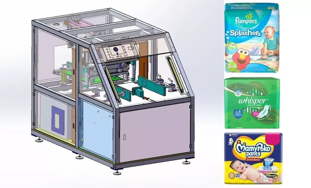 Fully Automatic Diaper and Sanitary Pad Packaging Machine 3D model