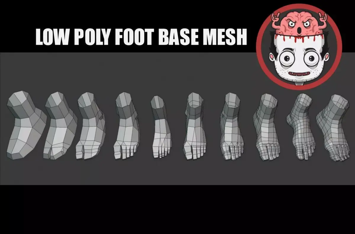 Foot basemesh pack Low-poly 3D model