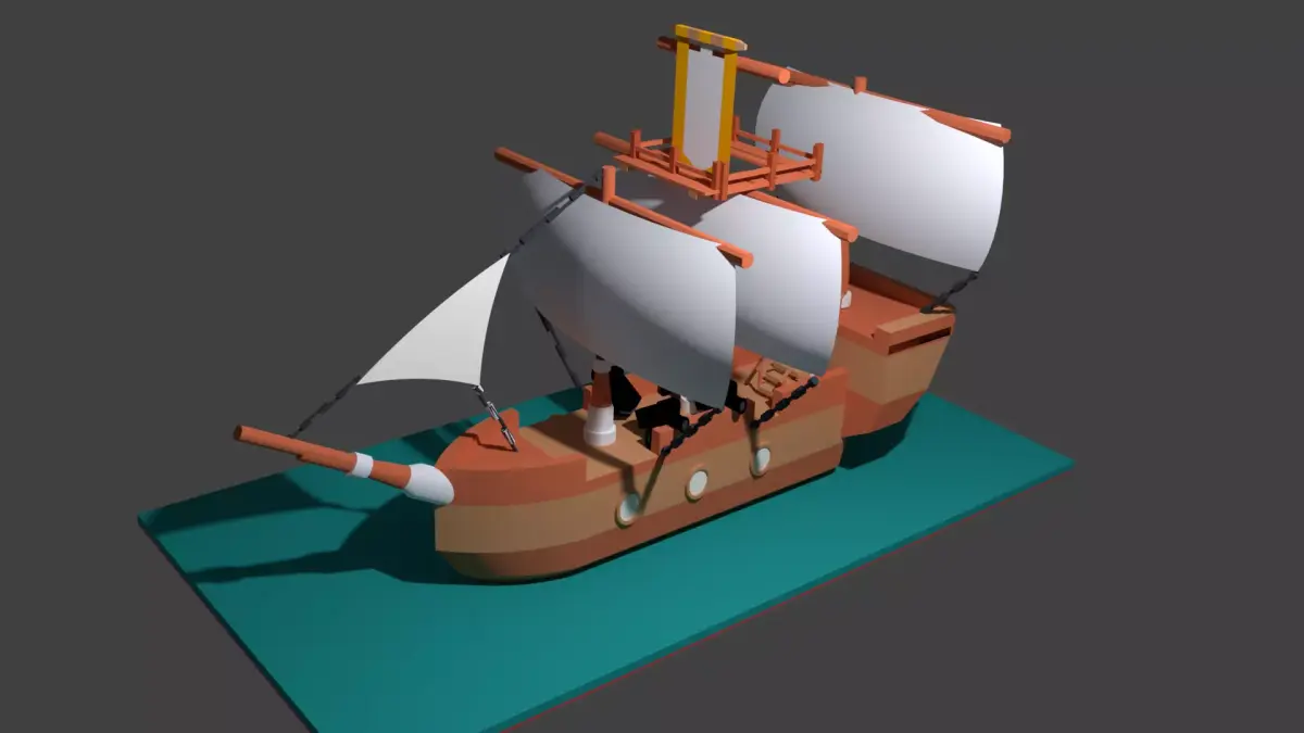 low poly old ship Free low-poly 3D model