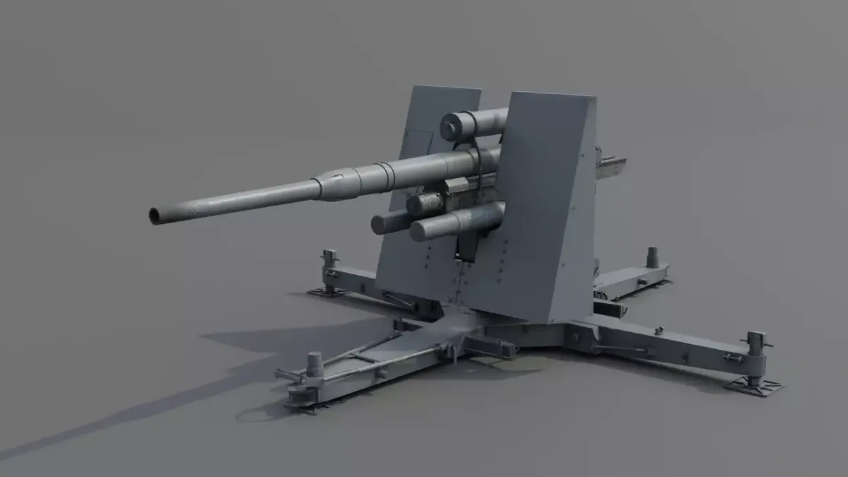 88mm Flak 36 Anti Aircraft Gun Low-poly 3D model