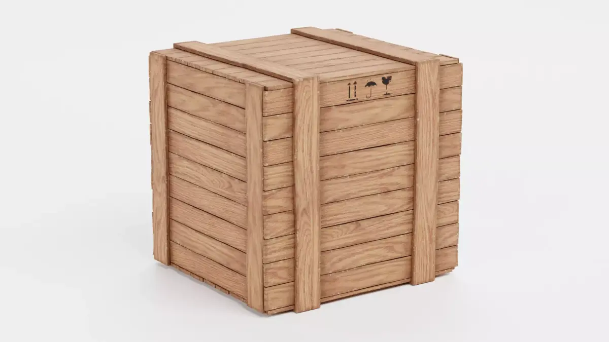 Wooden Crate V10 - Storage Box with Packaging Icons 3D model