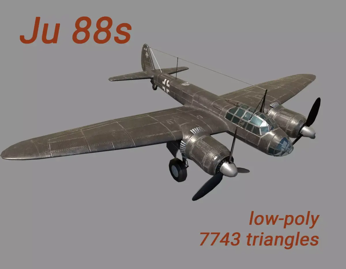 Ju 88 S  PBR Low-poly 3D model