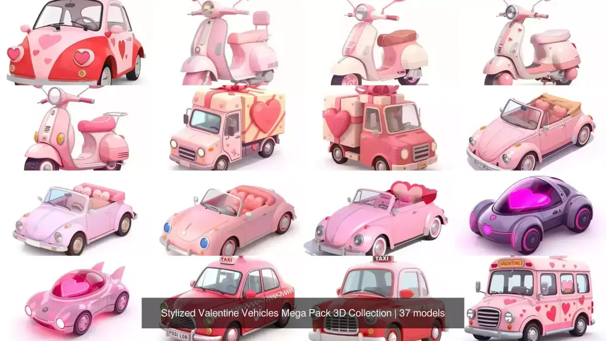 Stylized Valentine Vehicles Mega Pack 3D Collection