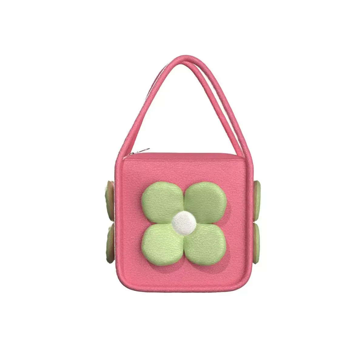 Pink Leather Flower Box Bag 3D model