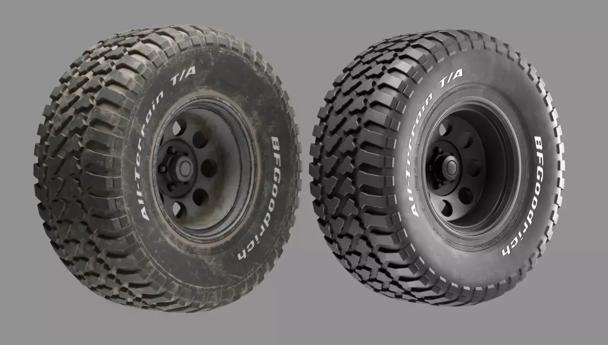 BF Goodrich AT Off Road Tire with Dirt Textures 3D model